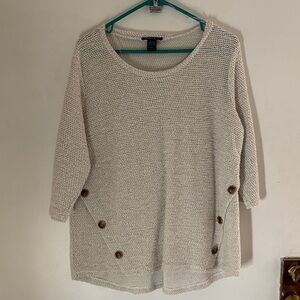 Women's Cream Sweater with Button Accents
